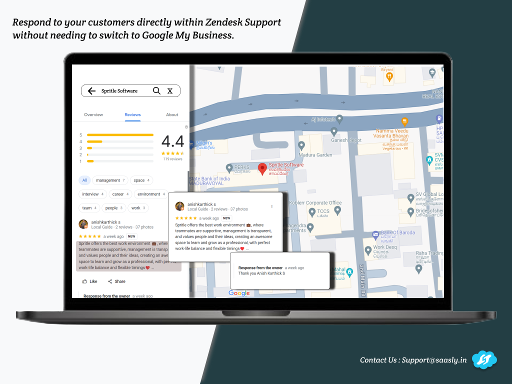 Google reviews, google maps, google my business, Zendesk.