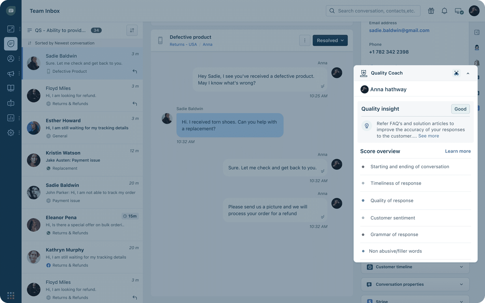 Post Resolution Quality Coach