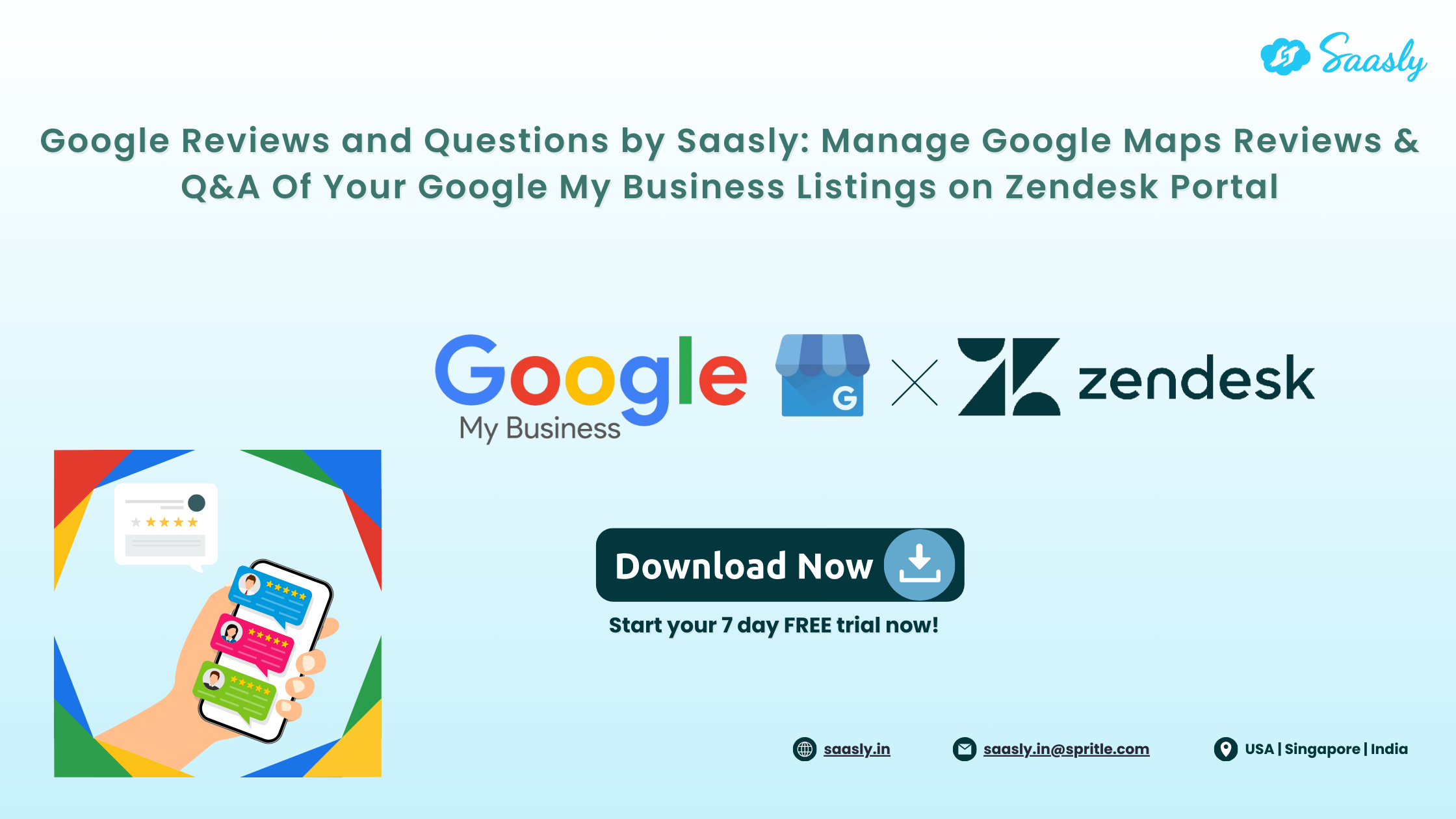 Google Reviews and Questions by Saasly : Manage Google Maps reviews & Q&A on your Google My Business listings on Zendesk Portal.